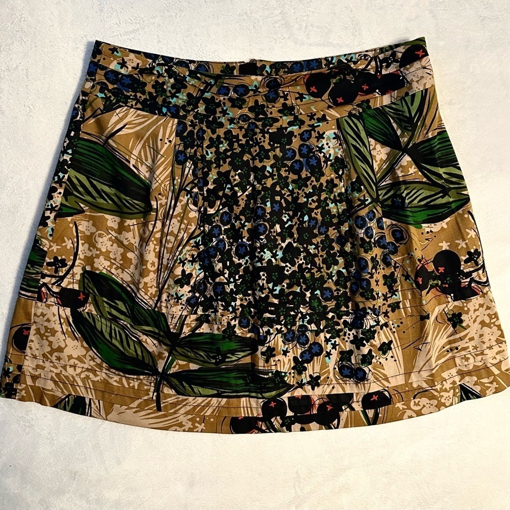 Edme & Esyllte Anthropologie Botanical Leaves Plants Print Mini Skirt 8 Lined